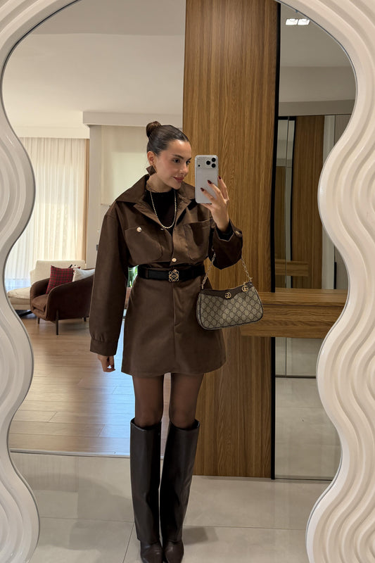 Jannet Kahve Kadife Takım