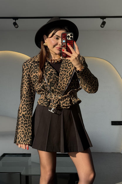 Javed Vatkalı Leopar Kemerli Ceket