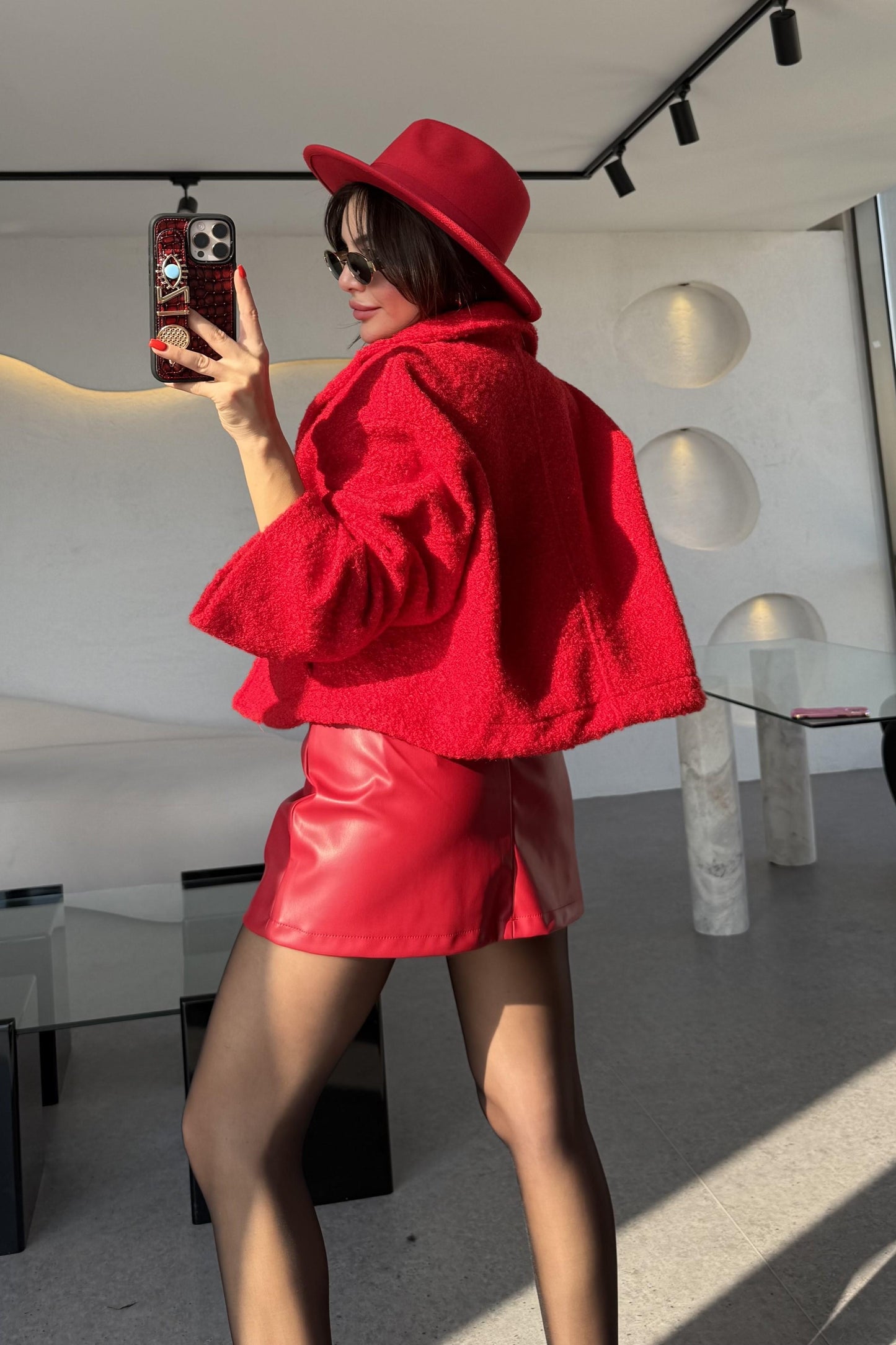 Jeneva Kırmızı Kırçıllı Ceket