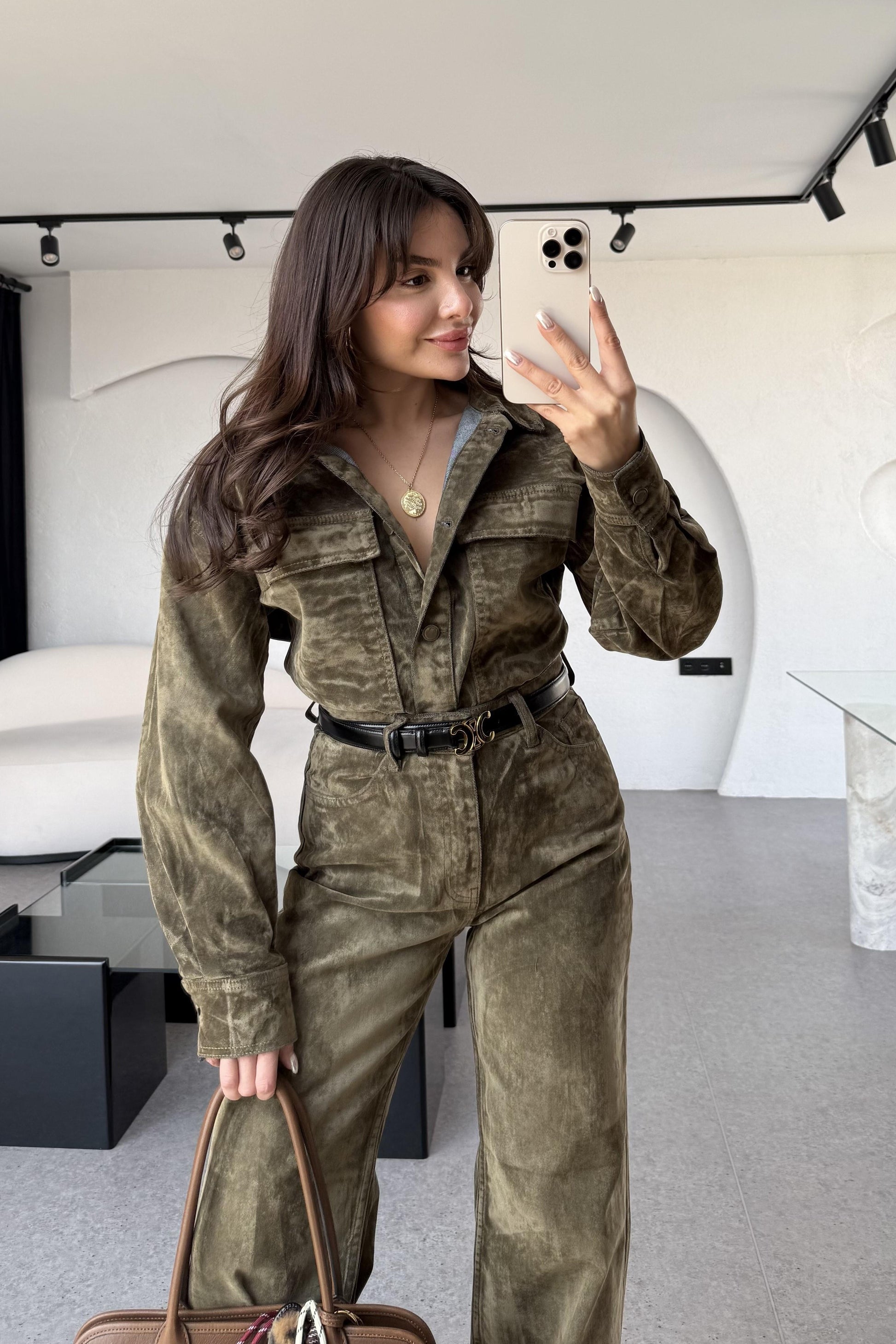 Jennifer Haki Cep Detaylı Denim Floklu Ceket