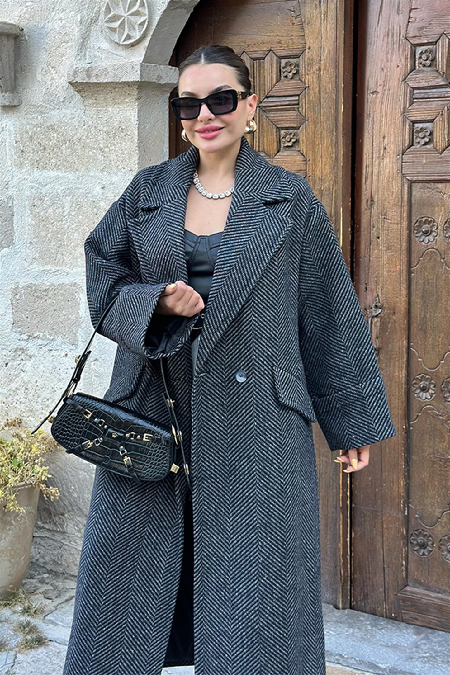 Joe Kruvaze Kaşe Kaban - Black