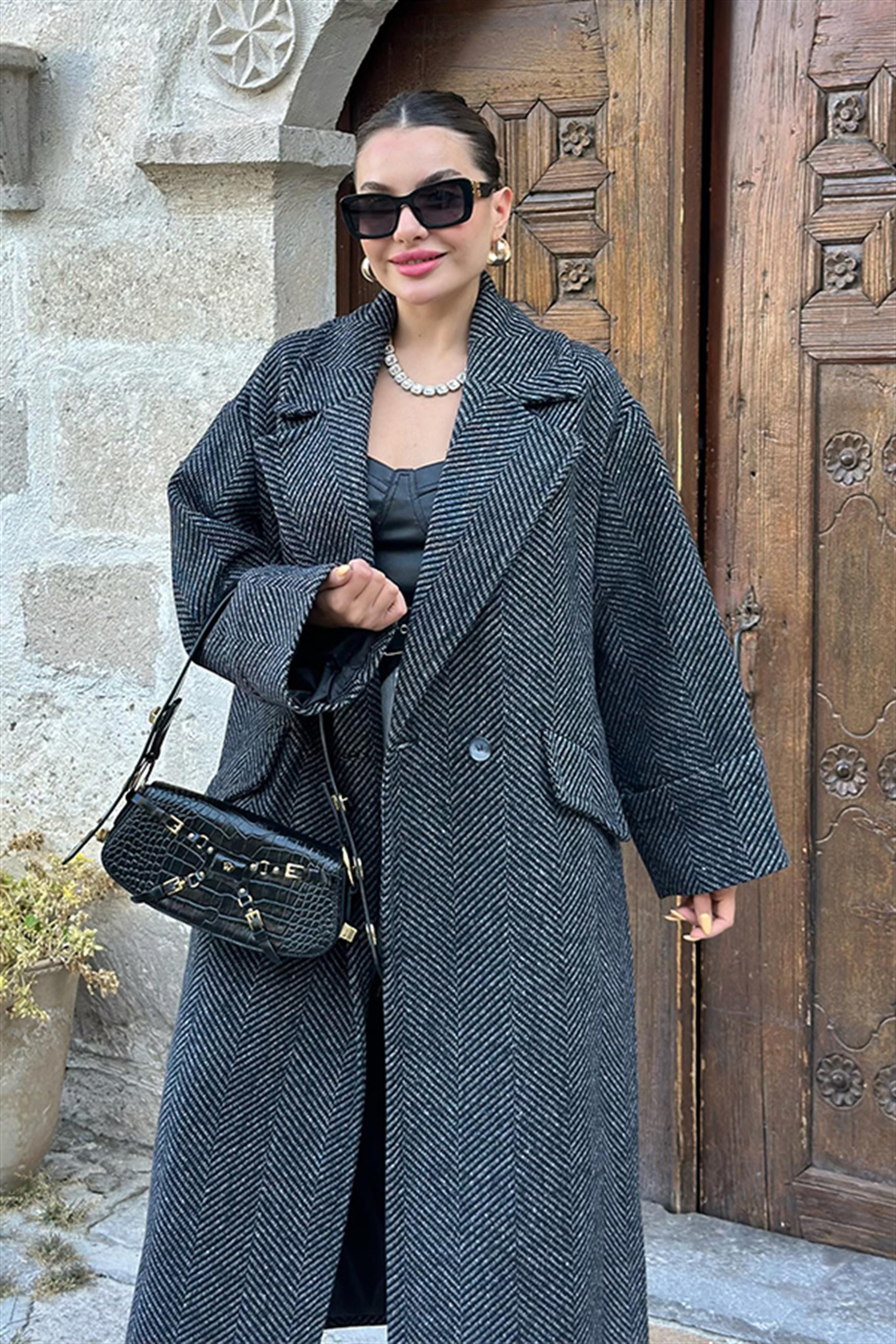 Joe Kruvaze Kaşe Kaban - Black