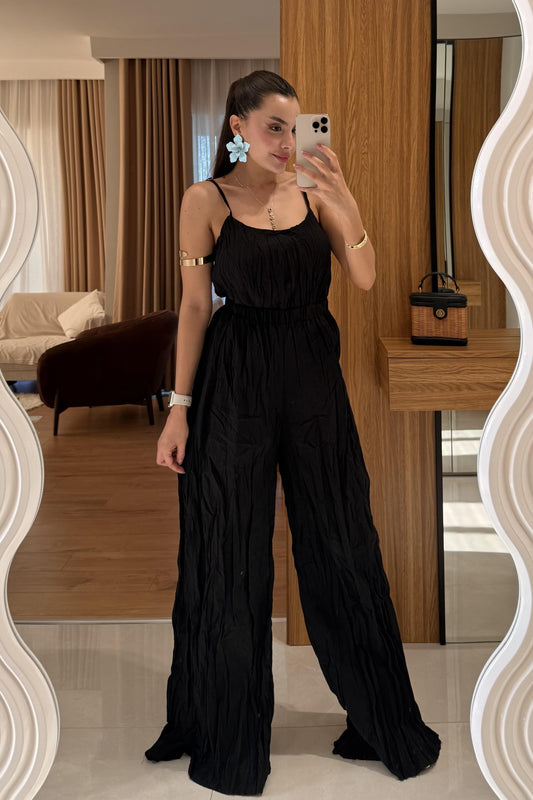 Jolanka Siyah Kırışık Model Askılı Takım