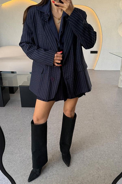 Joshua Lacivert Çizgili Blazer Ceket