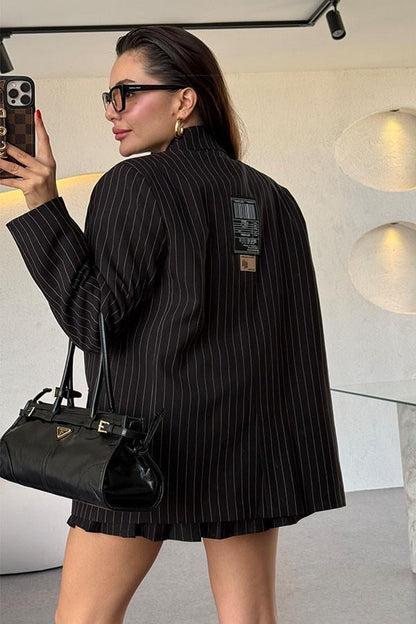 Joshua Siyah Çizgili Blazer Ceket