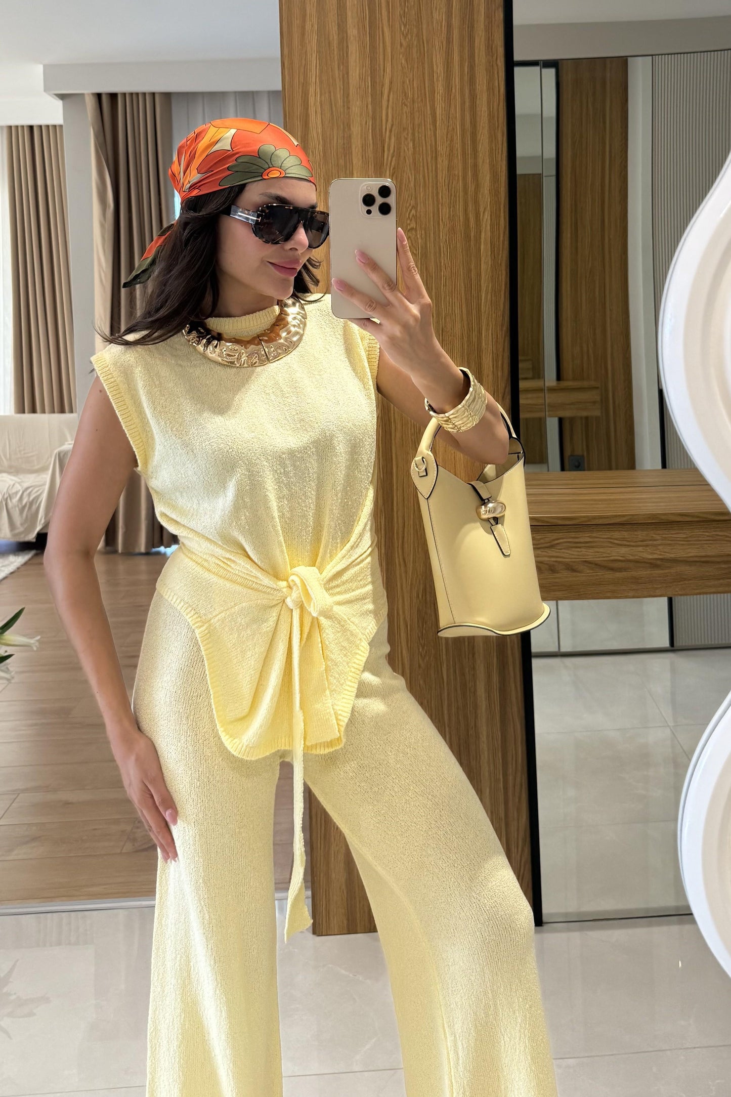 Jouel Sarı Yazlık Triko Takım