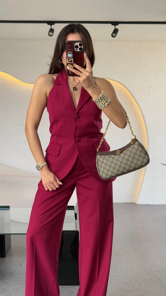 Junior Bordo Yelekli Premium Takım