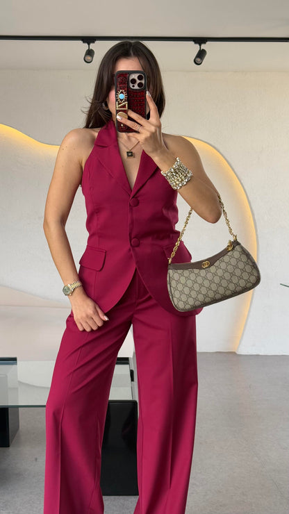 Junior Bordo Yelekli Premium Takım