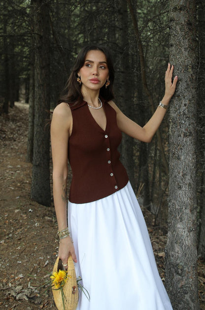 KAHVERENGI DAVINO POLO YAKA TRIKO YELEK