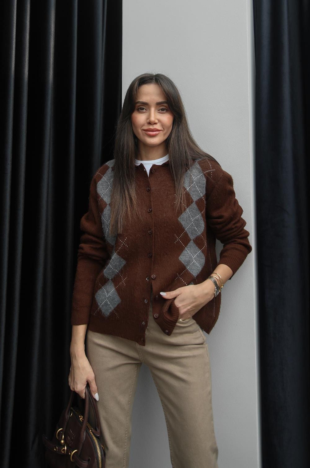 KAHVERENGI KATE BAKLAVA DESENLI HIRKA