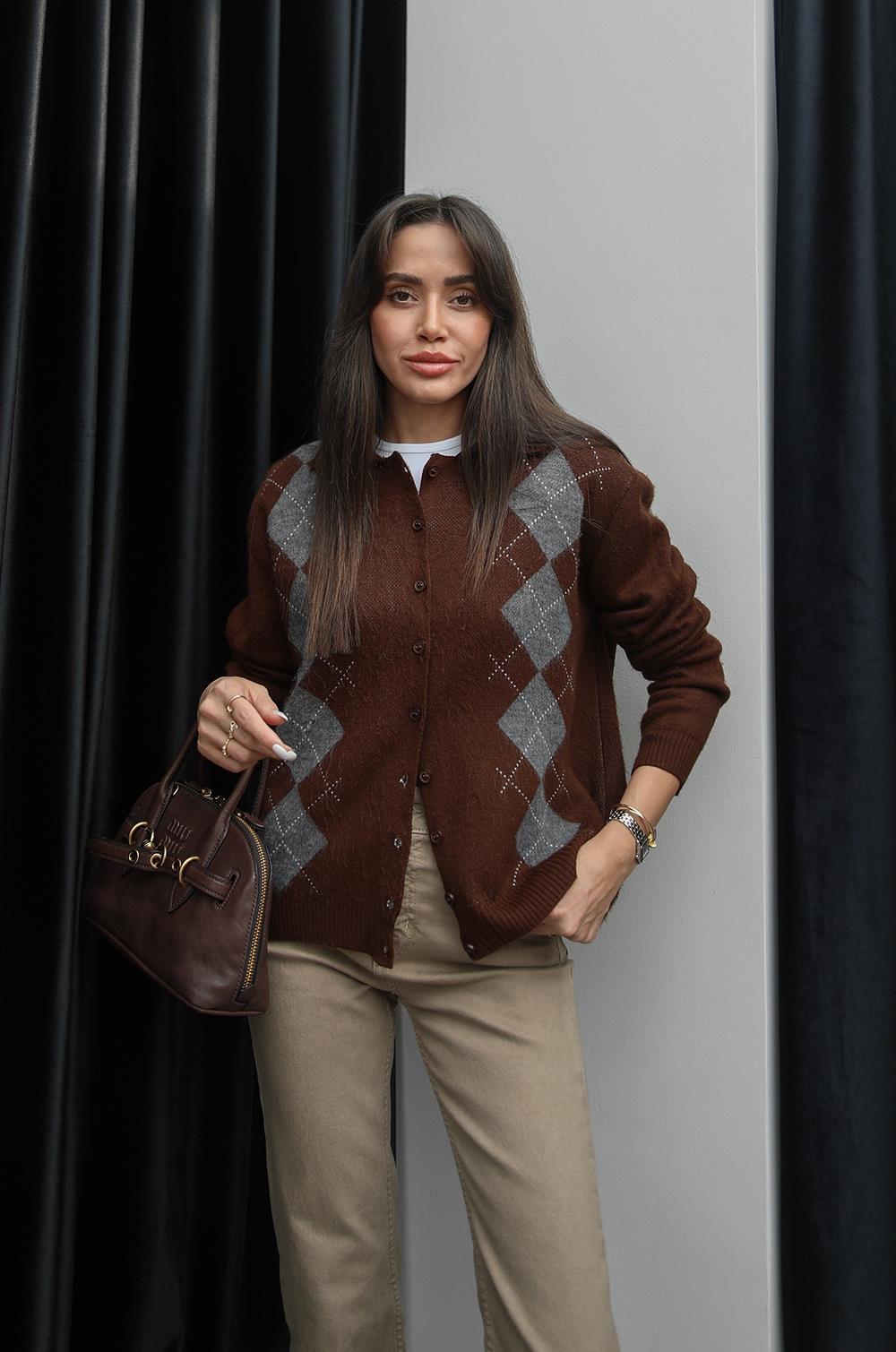 KAHVERENGI KATE BAKLAVA DESENLI HIRKA