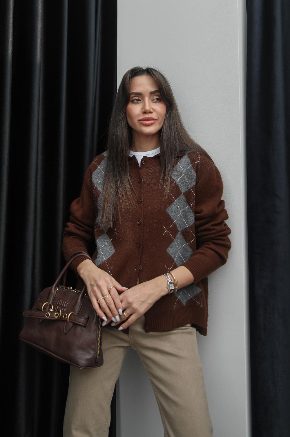 KAHVERENGI KATE BAKLAVA DESENLI HIRKA