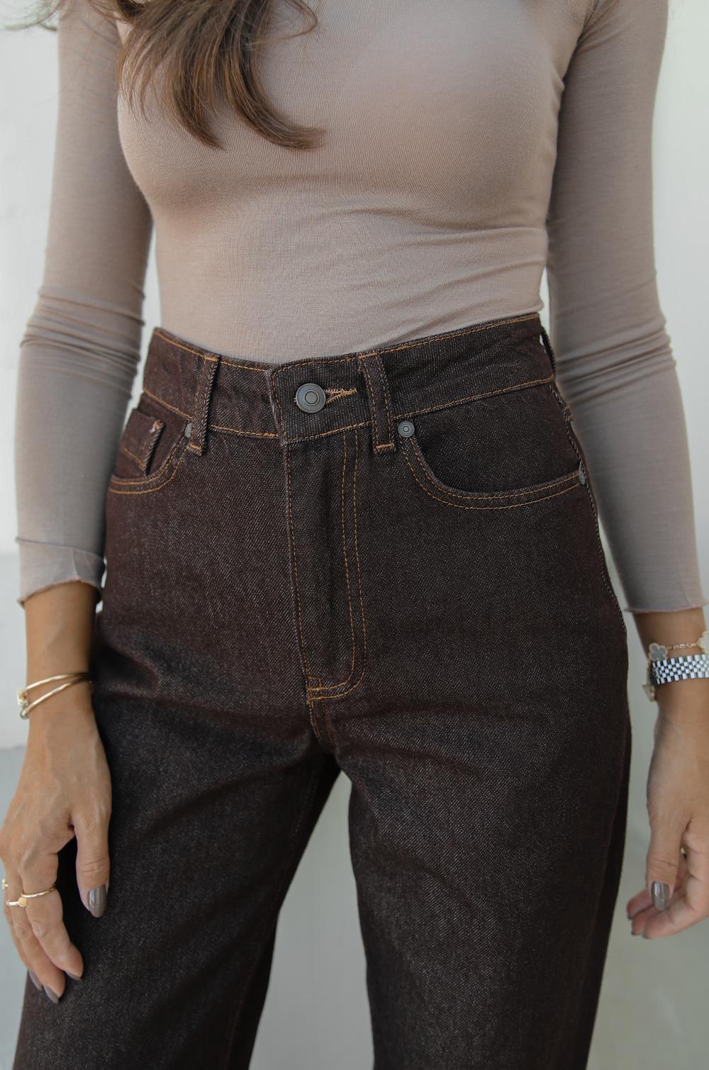 KAHVERENGI TEK CEPLI CEKET PANTOLON DENIM TAKIM