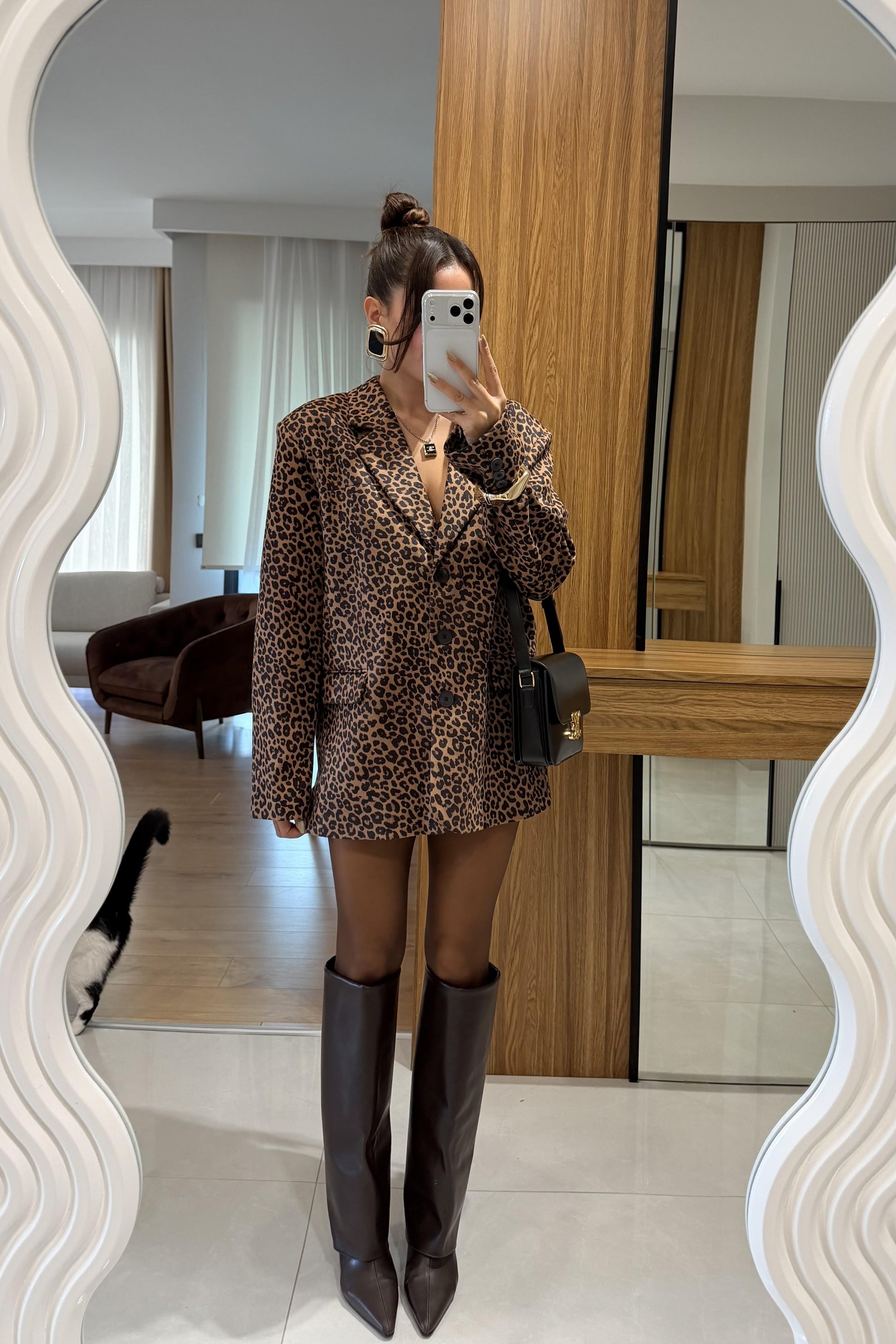 Kalie Leopar Desen Blazer Ceket