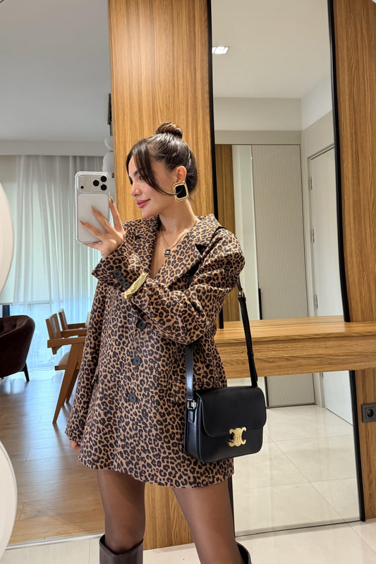 Kalie Leopar Desen Blazer Ceket