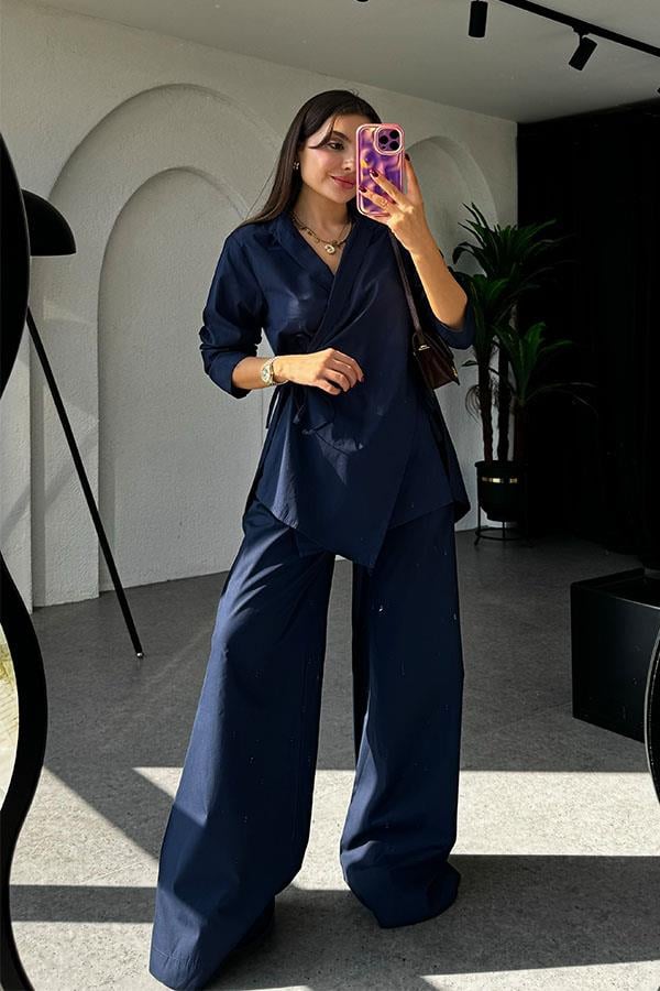 Kennedy Marka Model Lacivert Bağlamalı Takım