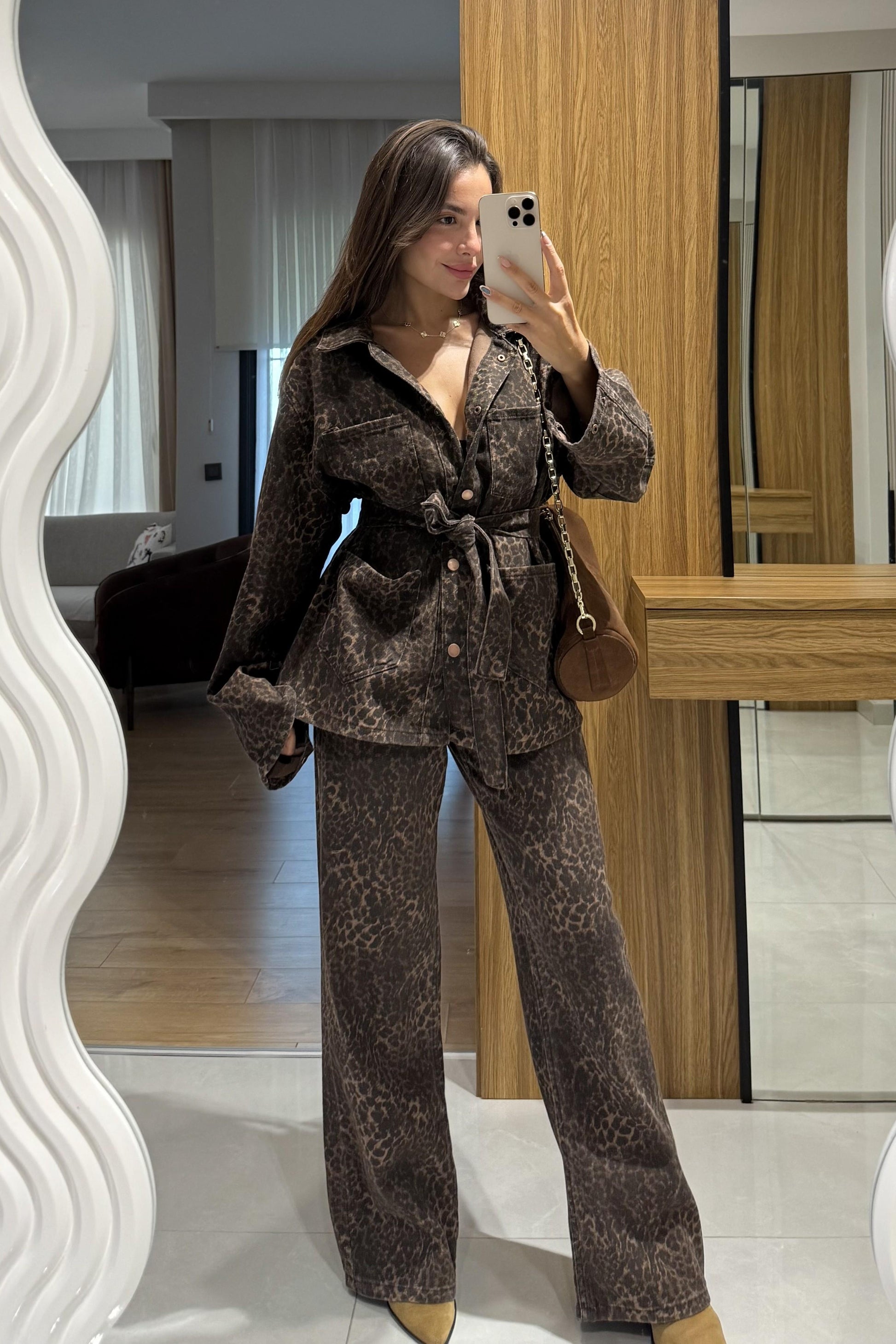 Keona Kahverengi Leopar Pantolon