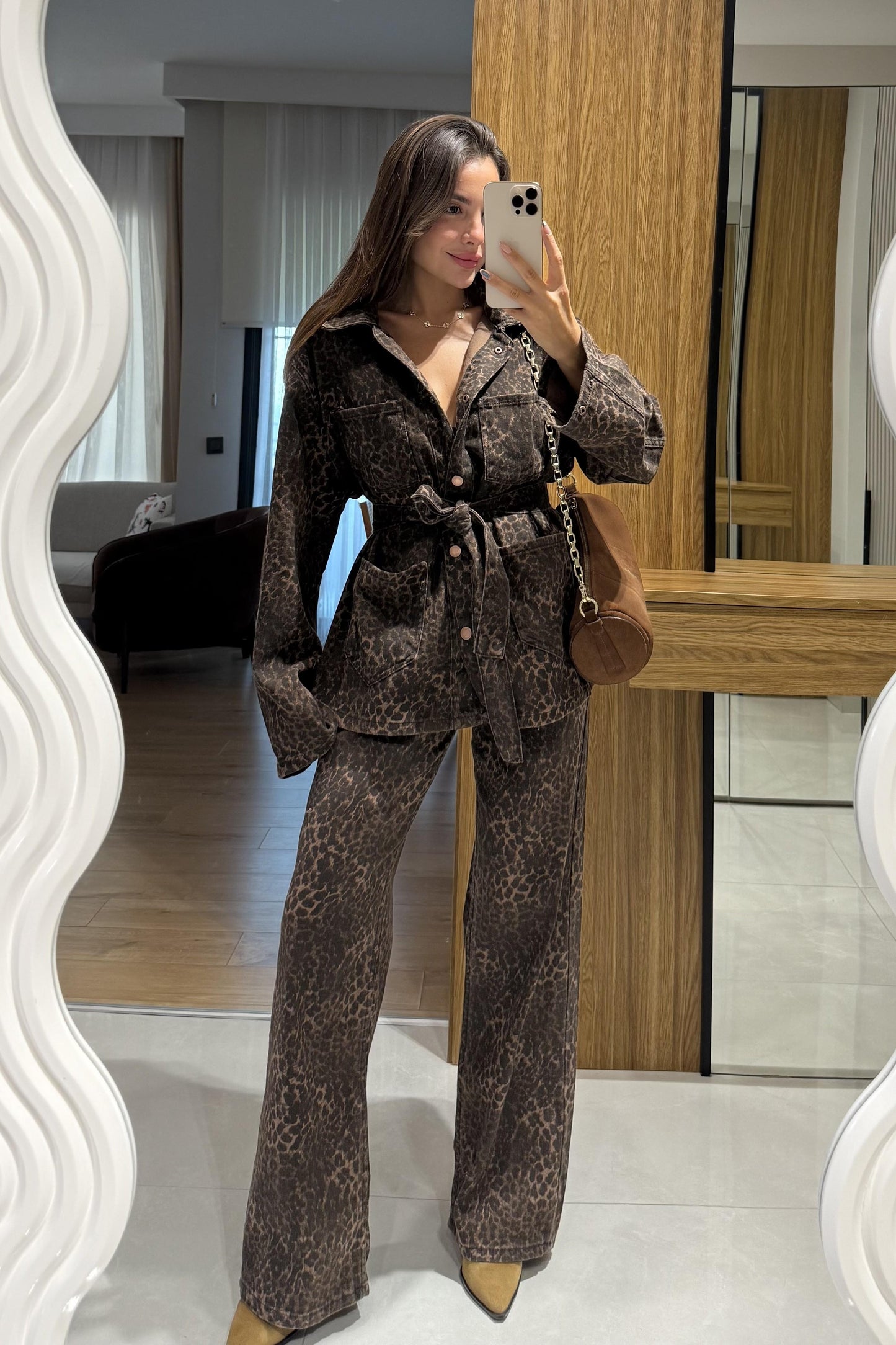 Keona Kahverengi Leopar Pantolon