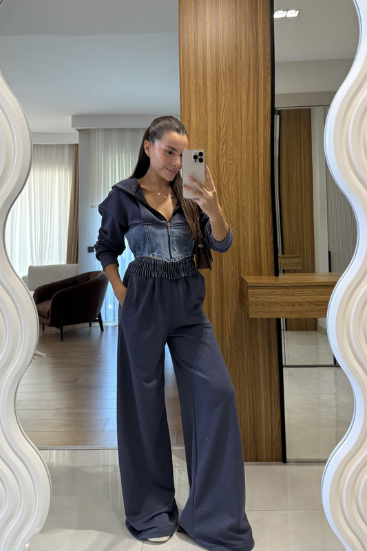 Kerry Antrasit Denim Karışımlı Takım