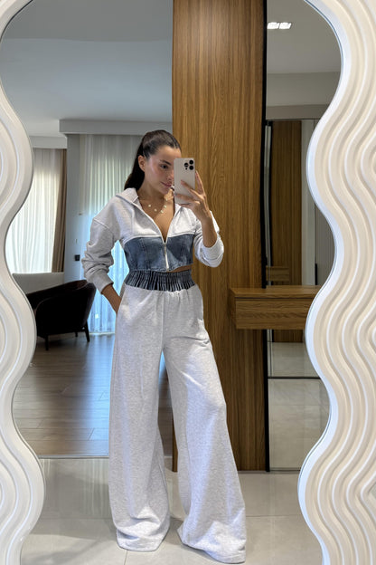 Kerry Gri Denim Karışımlı Takım