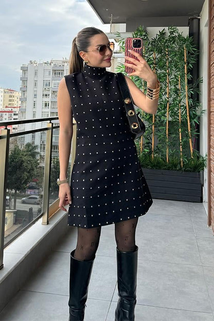 Keyti Balıkçı Yaka Sıfır Kol Tasarım Elbise