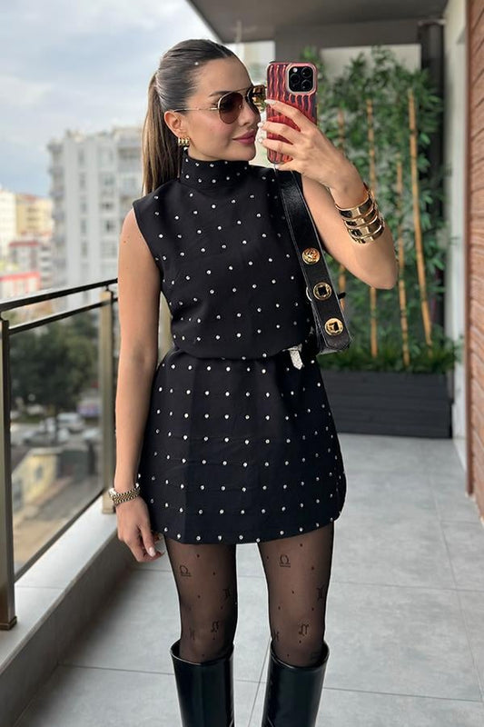 Keyti Balıkçı Yaka Sıfır Kol Tasarım Elbise