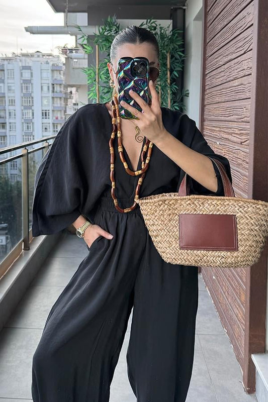 Kiona Yarasa Kol Şalvar Takım - Siyah