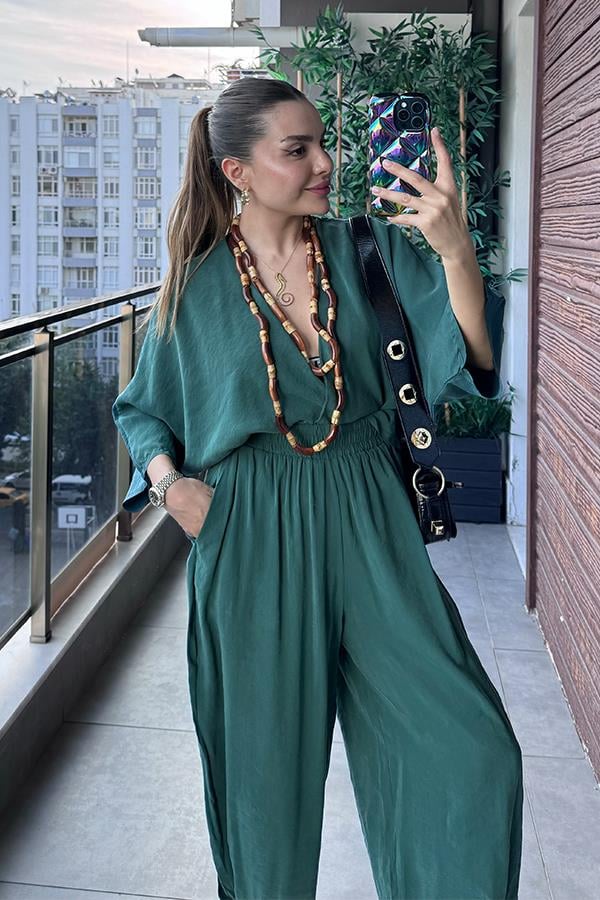 Kiona Yarasa Kol Şalvar Takım - Yeşil