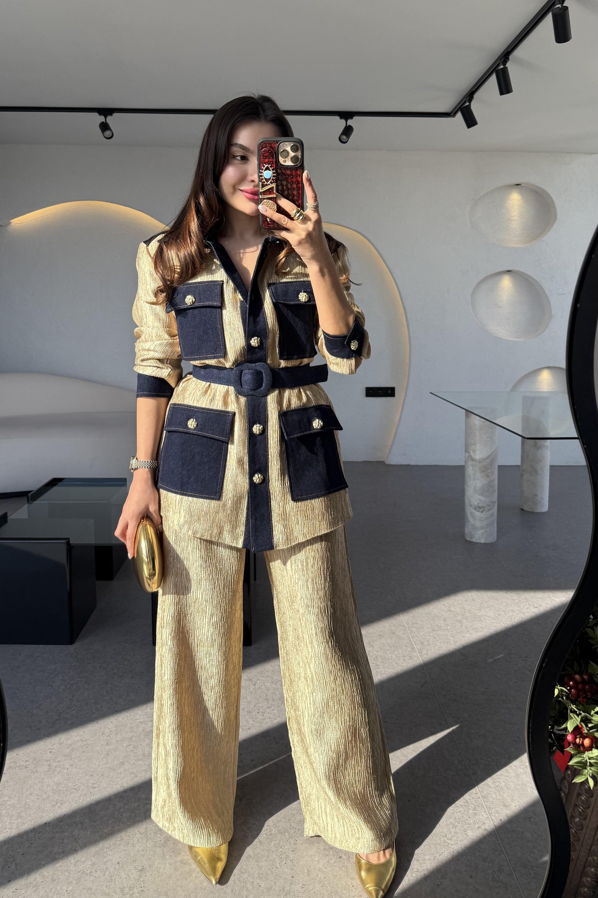 Kowski Gold Kırinkıl Denim Kumaş Takım