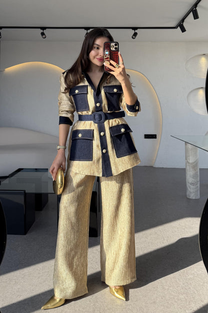 Kowski Gold Kırinkıl Denim Kumaş Takım