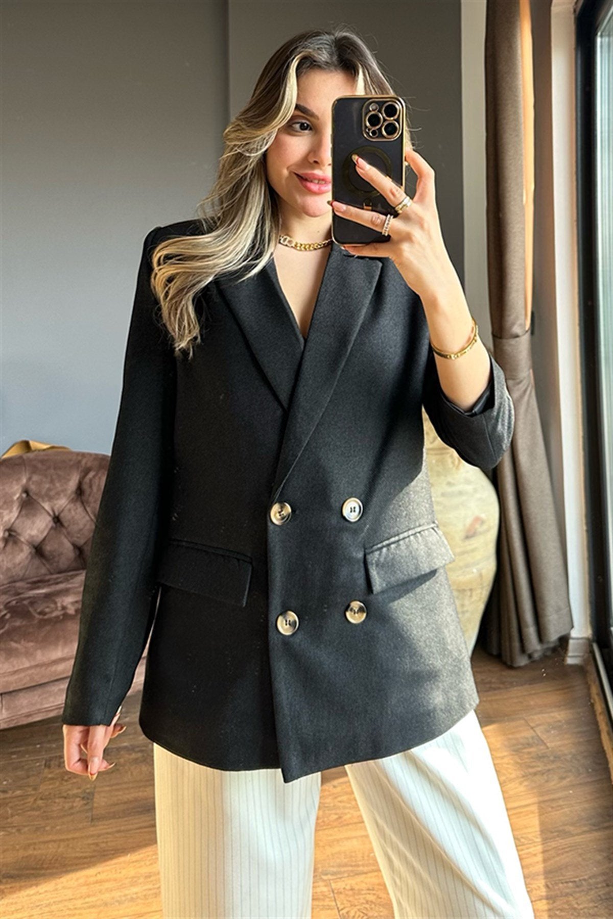 Koyu füme blazer ceket