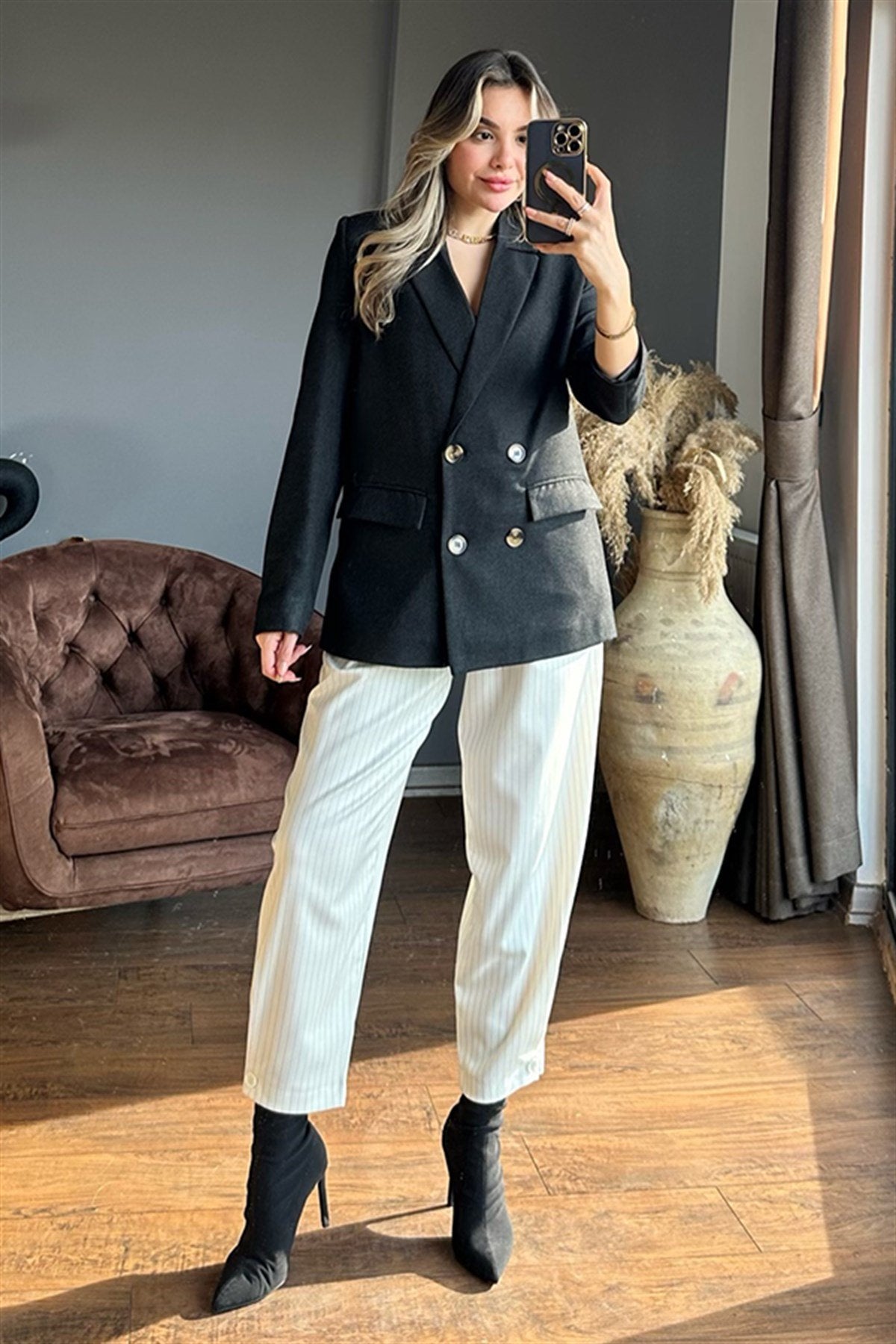 Koyu füme blazer ceket