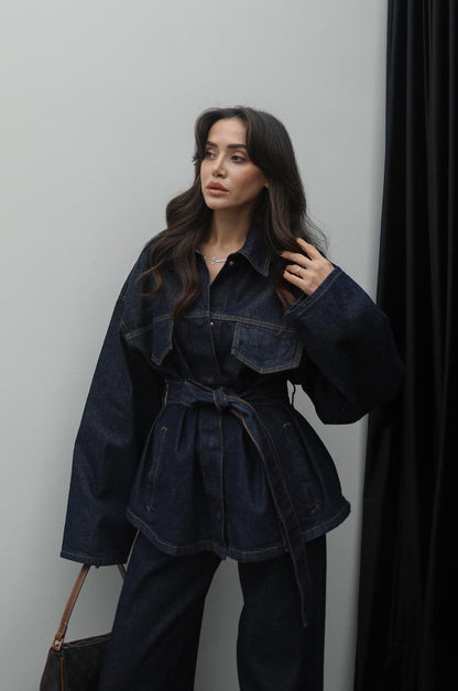 KOYU LACIVERT DENIM TAKIM