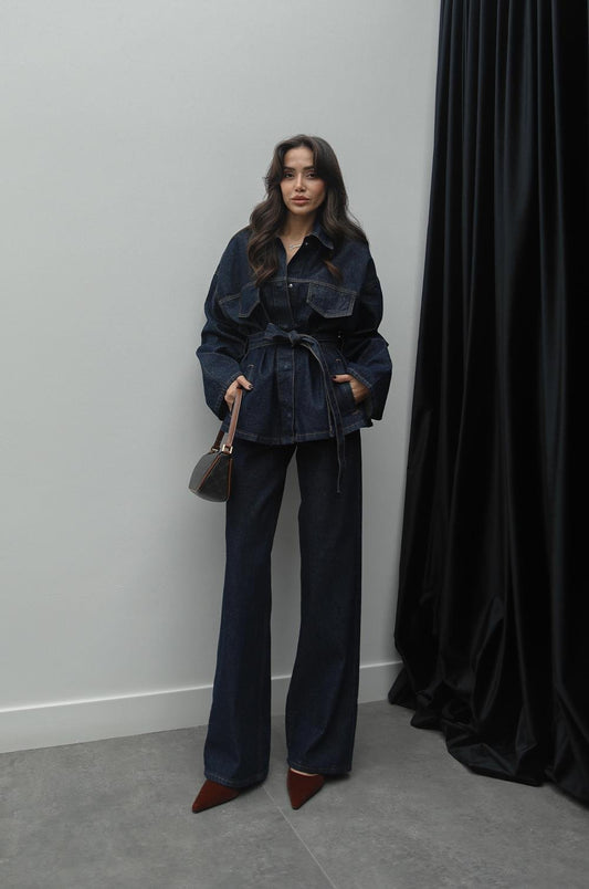 KOYU LACIVERT DENIM TAKIM