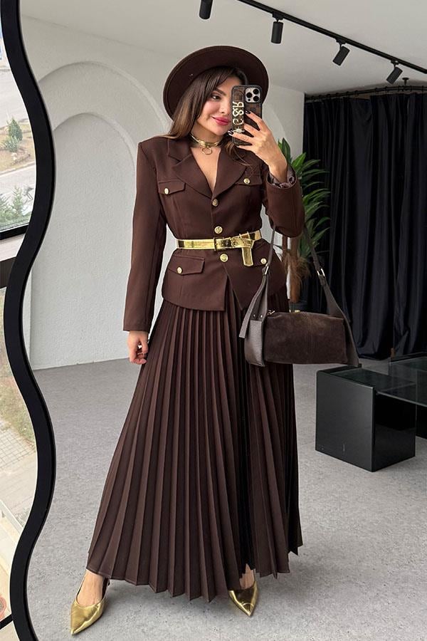 Kris Ceket Etek Tasarım Acı Kahve Takım