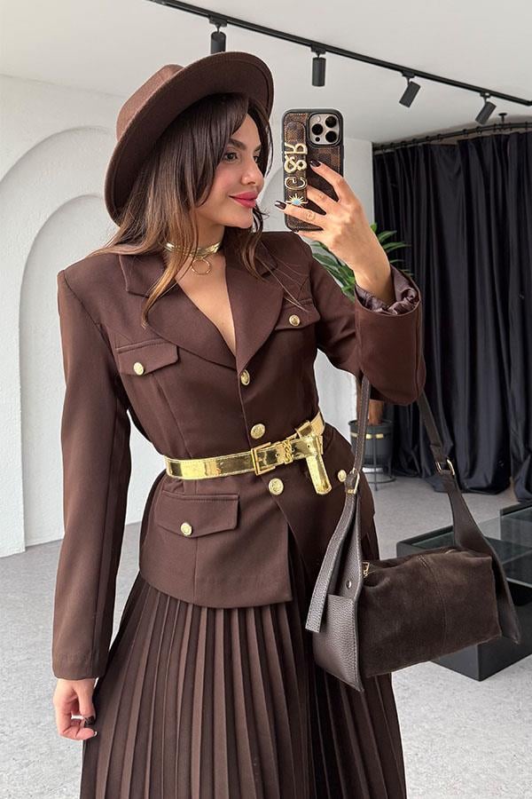 Kris Ceket Etek Tasarım Acı Kahve Takım