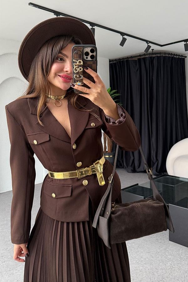 Kris Ceket Etek Tasarım Acı Kahve Takım