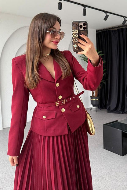 Kris Ceket Etek Tasarım Bordo Takım