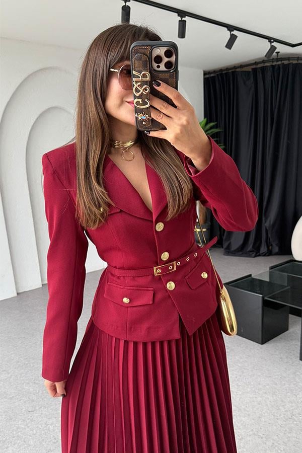 Kris Ceket Etek Tasarım Bordo Takım