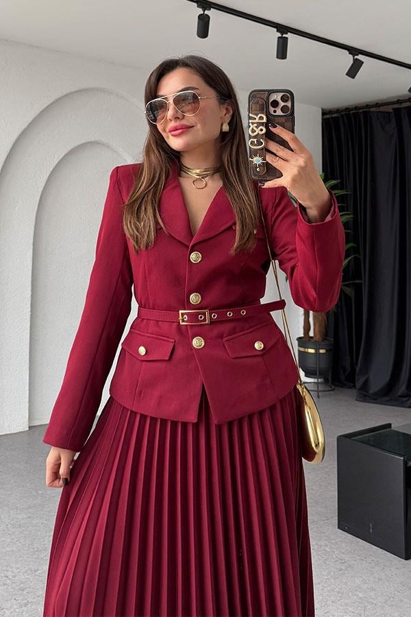 Kris Ceket Etek Tasarım Bordo Takım