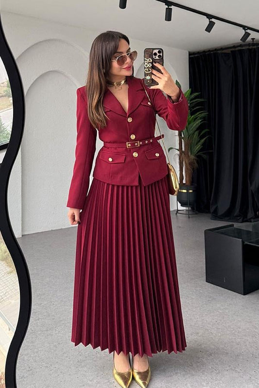 Kris Ceket Etek Tasarım Bordo Takım