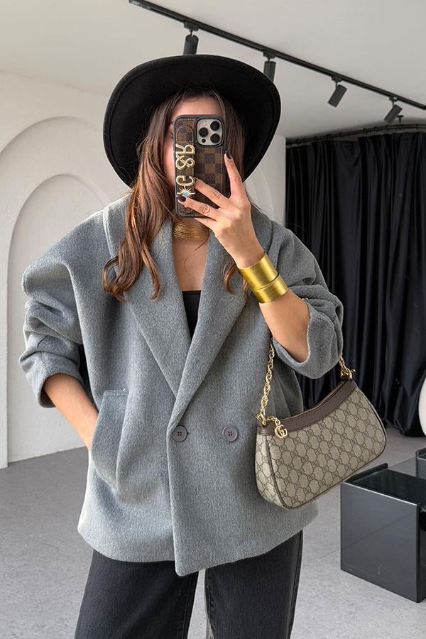 Kristi Gri Kaşe Kaban