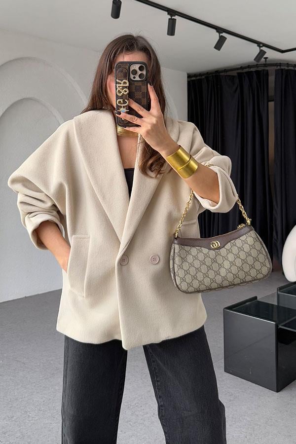 Kristi Krem Kaşe Kaban