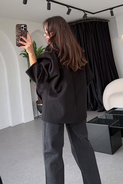 Kristi Siyah Kaşe Kaban