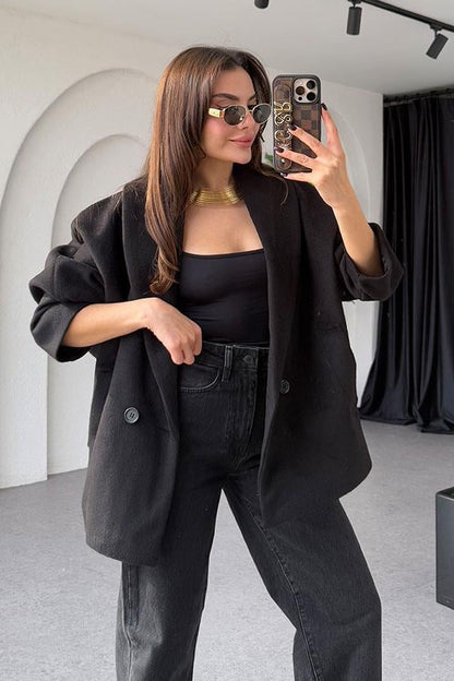 Kristi Siyah Kaşe Kaban