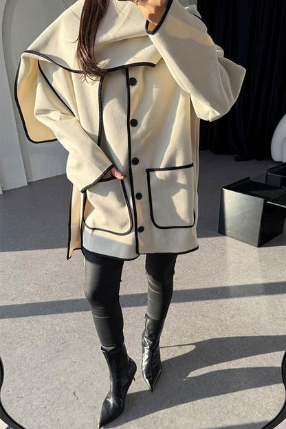 Krizia Krem Atkılı Kaşe Kaban