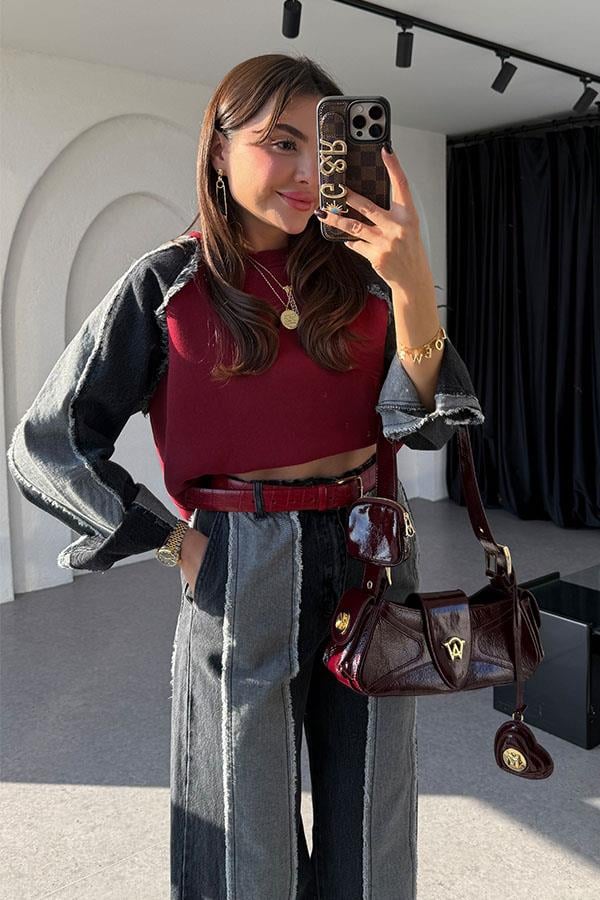 Kuhin Füme Bordo Kot Karışımlı Takım