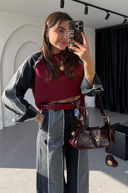 Kuhin Füme Bordo Kot Karışımlı Takım