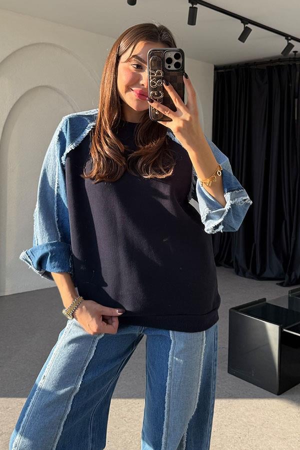 Kuhin Lacivert Kot Karışımlı Takım