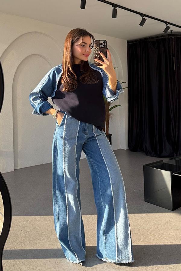 Kuhin Lacivert Kot Karışımlı Takım